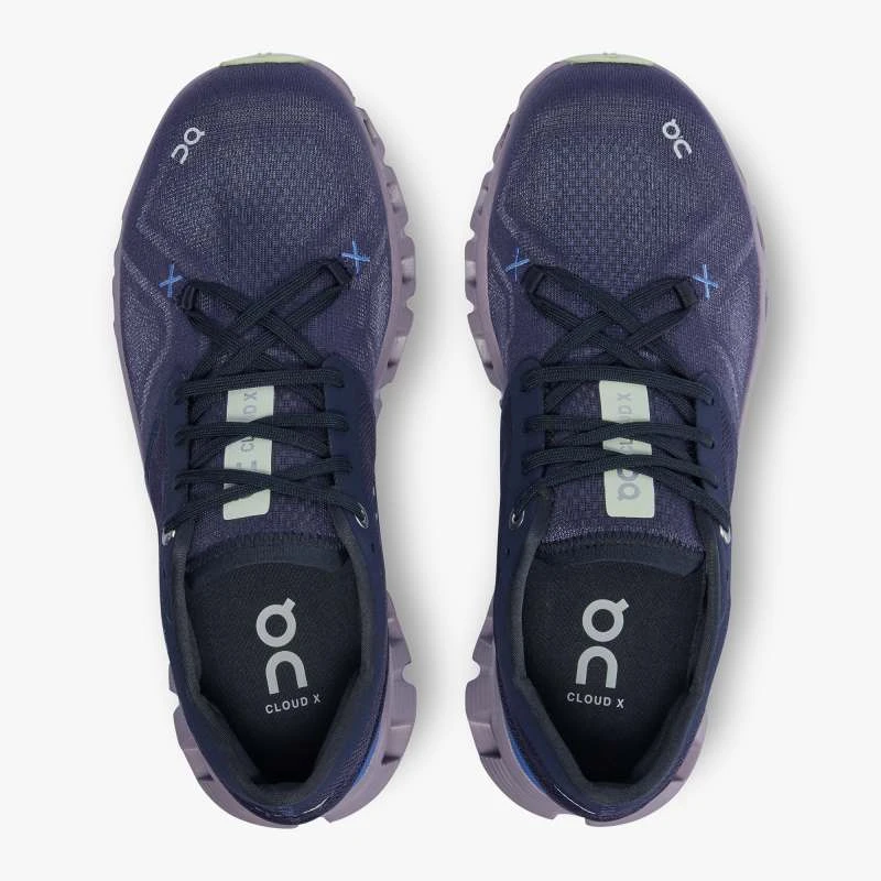 'On Running' Women's Cloud X 3 - Midnight / Heron - Image 2
