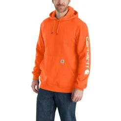'Carhartt' Men's Midweight Logo Hoodie - Brite Orange